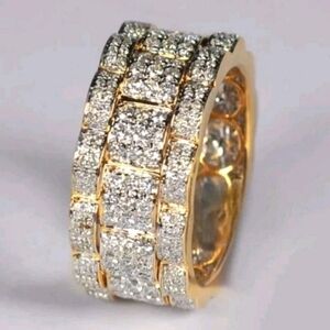 Exquisite Luxurious Micro Pave Cubic Zirconia Hip Hop Blinged Out Ring  For Men